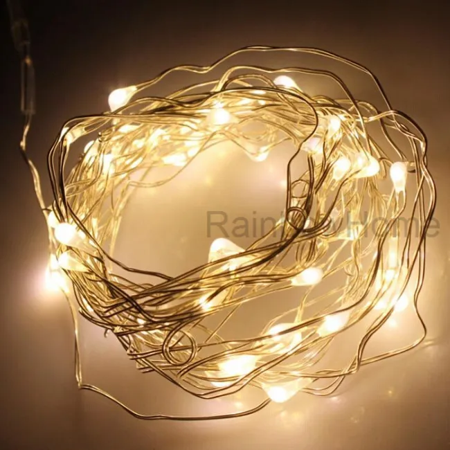  AA Battery Power Operated LED Copper Silver Wire Fairy Lights String 2M  5M Christmas Xmas Home Party Decoration Seed Lamp Outdoor