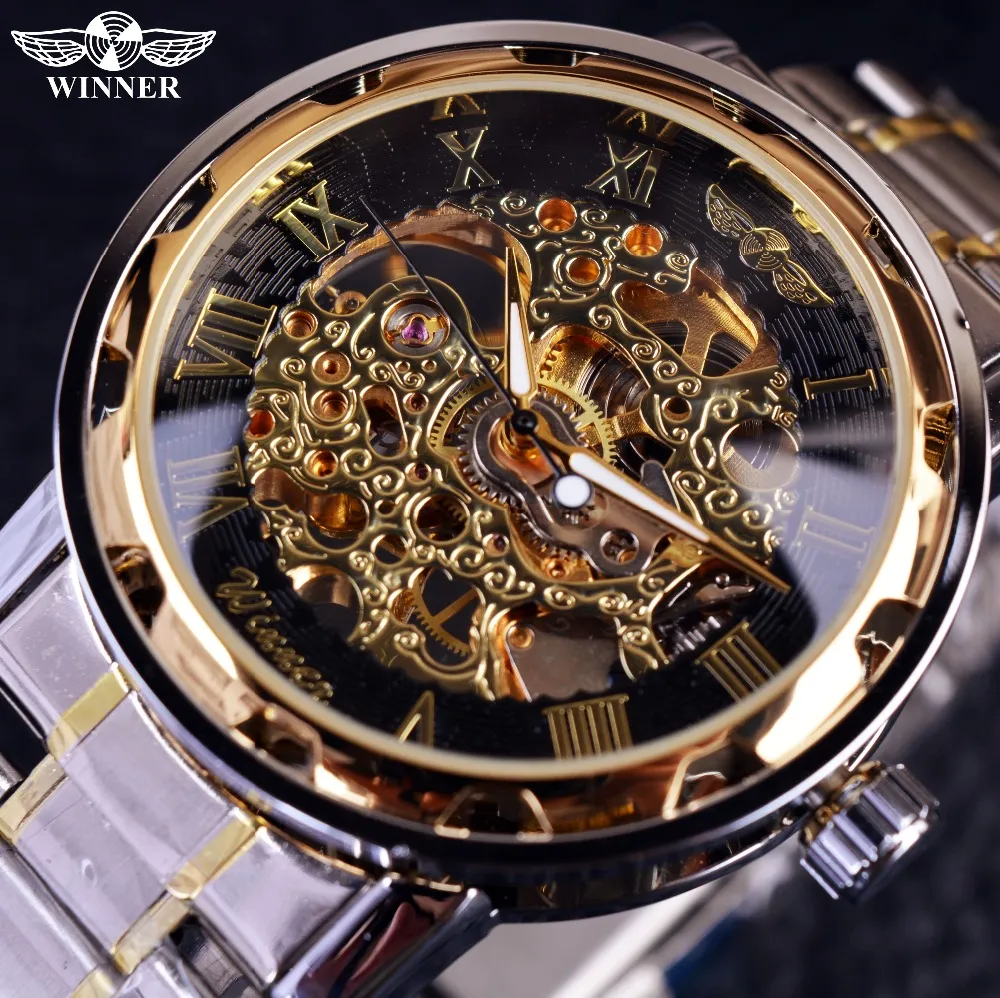 Transparent Gold Watch Men Watches Top Brand Luxury Relogio Male Clock Men Casual Watch Montre Homme Mechanical Skeleton Watch2049