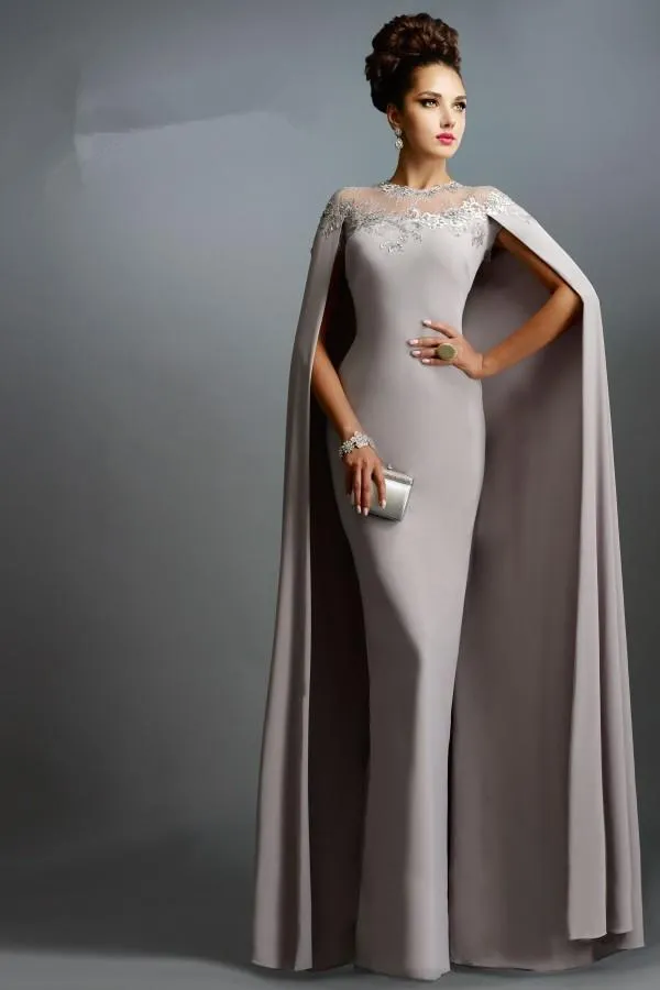 Noble Arabia Vestidos de Noite Do Vintage Jewel Sheer Neck Com Watteau Train Prom Vestidos Com Applique Bainha Custom Made Vestidos de Festa Formal
