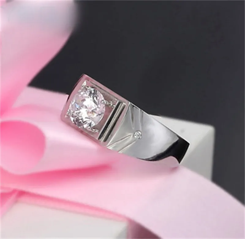 YHAMNI Original Real 925 Sterling Silver Rings for Man Men Wedding Jewelry Ring 1 Carat CZ Diamond Engagement Ring MJZ011247b