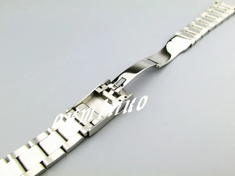 20mm nouveau pur solide 316L extrémité incurvée en acier inoxydable argent poli brossé fini Bracelets de montre Bracelets pour SOLEX watch2769