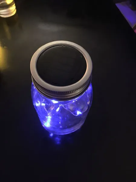 블루 일반 컬러 LED 태양 메이슨 항아리 페어리 라이트 뚜껑 라이트 업 결혼식 파티, 2.76 인치 분리형 금속 링