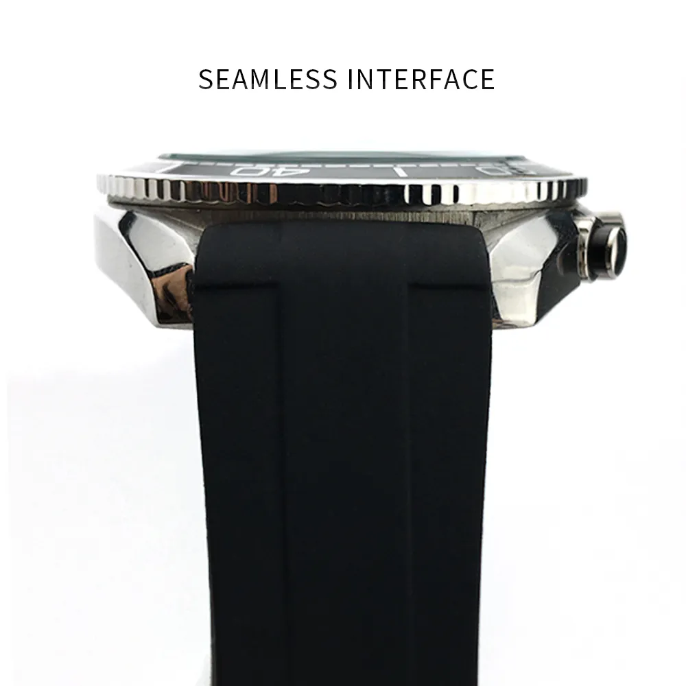 Waterproof Rubber Watchband Bracelet Stainless Steel Buckle Watch Band Strap for Oysterflex SUB Bracelet Watch Man 20mm Curved Bla202J
