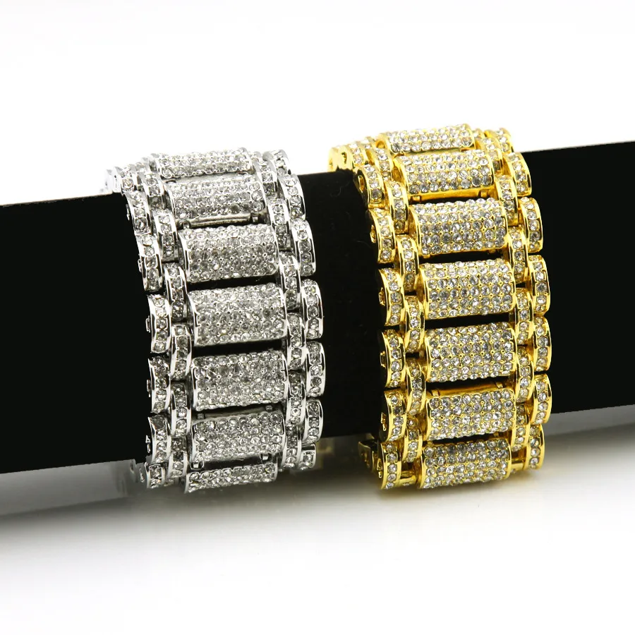 Hip Hop Rock Style Simulate Diamond Iced Out Bling Bling Bracelets for Men and Women Bling Chain HipHop Bracelet