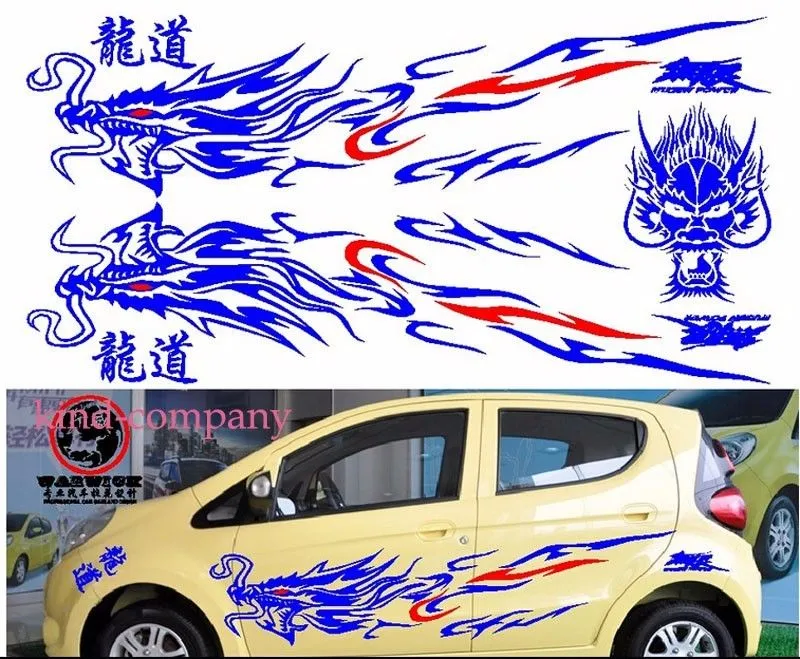 black for Most Car Truck auto sport power Chinese Totem Dragon Graphics Side Decal Body Hood Sticker