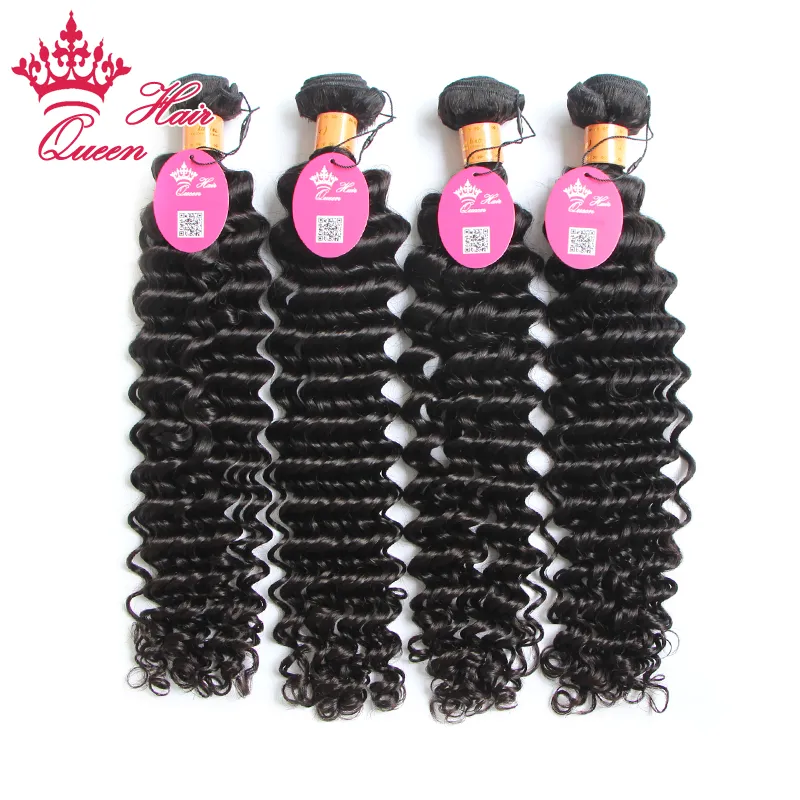 Queen Hair Products / 100g / pc 100% indische jungfräuliche Haarverlängerung Tiefwellenhaar 12 