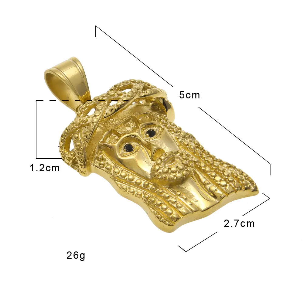 Acier inoxydable Hip Hop Jésus Piece Face Charm Micro Mini Pendentif Collier Plaqué Or 24 Chaîne Cubaine Hommes Et Femmes Jewelry191N