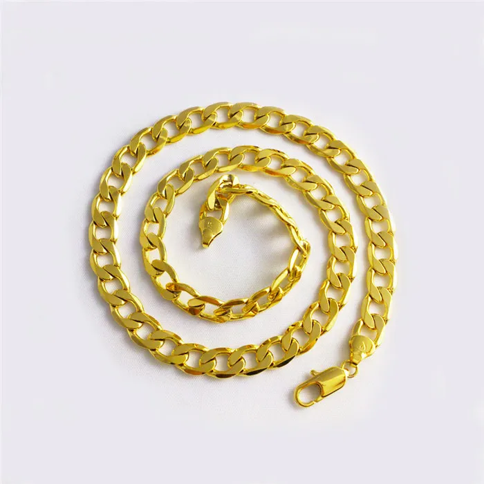 Collier et bracelet pour hommes, rempli d'or jaune 24 carats, 24 chaînes gourmettes solides, bijoux GF, larges 8MM, 10MM, 12MM259z