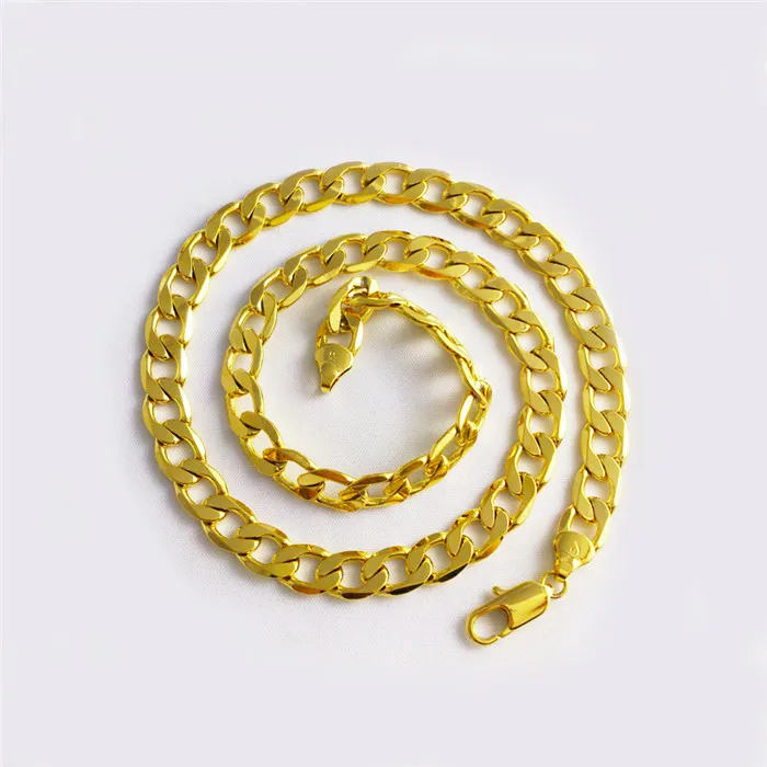 PULSEIRA DE COLAR CHEIO DE OURO AMARELO 24K 24 CORRENTES DE MEIA Sólida GF JÓIAS LARGURA 8MM 10MM 12MM213l