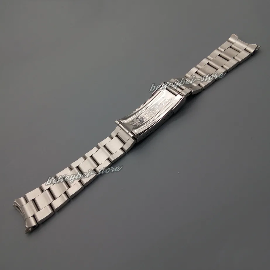 20 mm nieuw zilver geborsteld roestvrijstalen gebogen eindkijkbandband armbanden voor vintage horloge226q