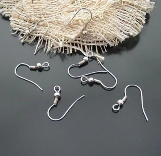 500 pçs lote jóias descobertas componentes de aço inoxidável fios de orelha gancho com 4mm grânulo bobina brinco encontrar diy silver278z