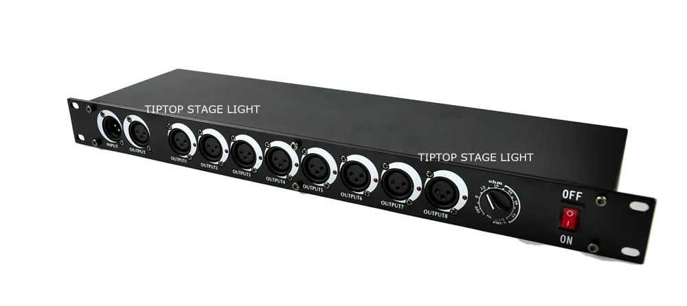 Sample 8 way splitter DMX Signal Splitter,DMX 512 Splitter,TP-D08 DMX Signal Distributor 8 Road Stage Light Controlle