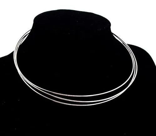 Silver Plated Chokers Necklace Cord Wire For DIY Craft Fashion Jewelry Gift 18inch W22 Shipp224s