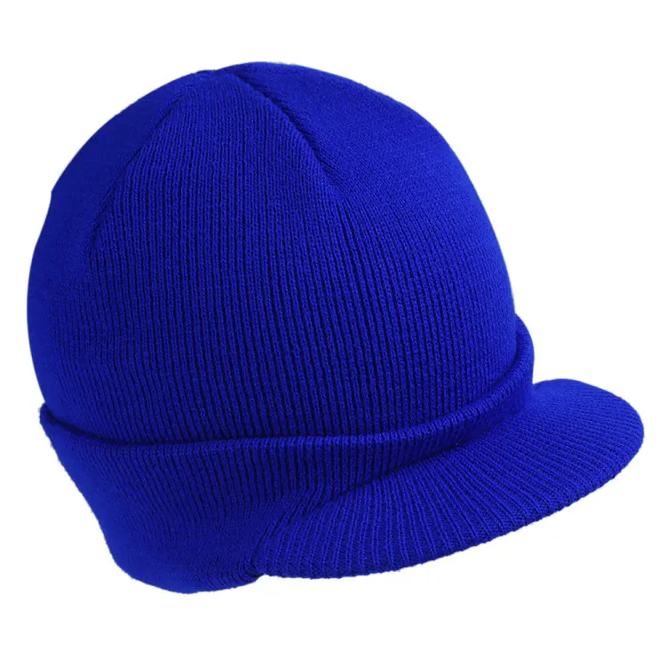Unisex toppade randen stickad visor manschett mössor hatt vinter varm ull virkning hattar utomhus skid snö caps286k