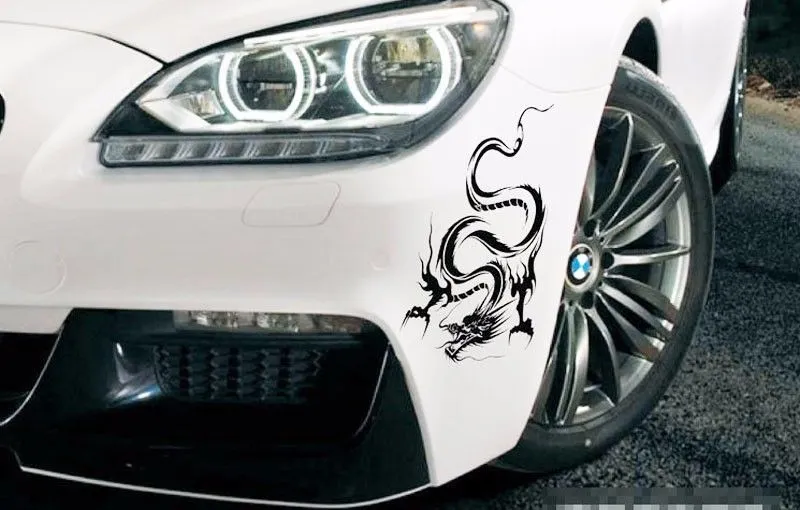 1 seat truck vehical motor racing Car sport power auto black dragon head Vinyl emblem sticker Decals FOR motor hood side