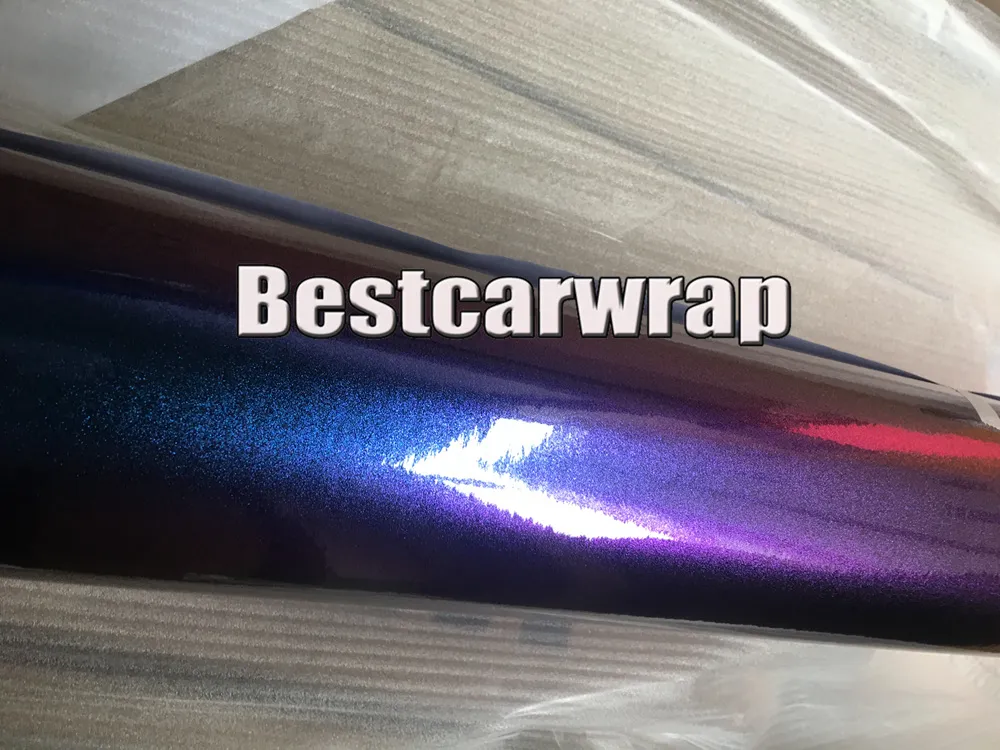 Premium Chameleon Purple Blue Rainbow Drift Gloss Vinyl Car wrap styling shift covering Foil Flip - flop Film With Air bubble Free 1.52x20m 5x67ft