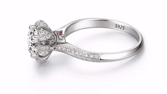 Vecalon Роскошное модное ювелирное кольцо с рубином, имитация бриллианта, серебро 925 пробы, обручальное кольцо для женщин257G