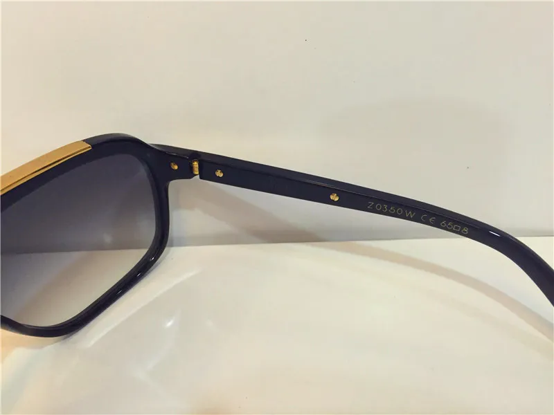 남성 패션 디자인 선글라스 백만장 자 증거 안경 복고풍 빈티지 반짝이는 금 여름 스타일 레이저 로고 Z0350W 최고 품질 234R