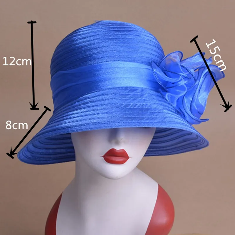 Einfarbig Damen Sommerblume Organza Dome Bowler Sonnenhut Sunbonnet Kentucky Derby Tea Party A2672755