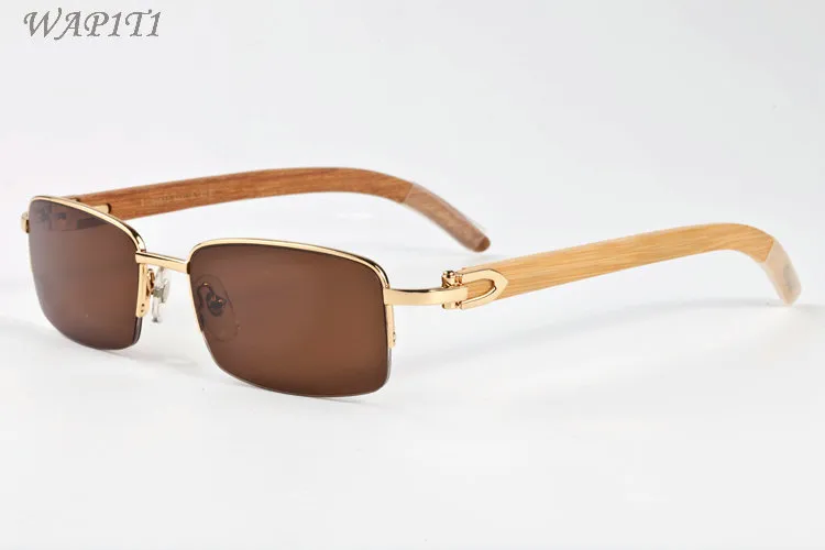 Wood Solglasögon för kvinnor mode polairzed träglasögon UV400 semi rimless solglasögon man solglasögon kommer med lådor case174o