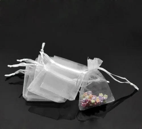 White Organza Drawstring Pouches Jewelry Party Small Wedding Favor Gift Bags Packaging Gift candy Wrap Square 5cm X7cm 2 X2 2300