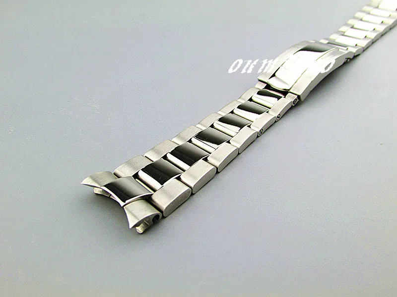 20mm nouveau pur solide 316L extrémité incurvée en acier inoxydable argent poli brossé fini Bracelets de montre Bracelets pour SOLEX watch2769