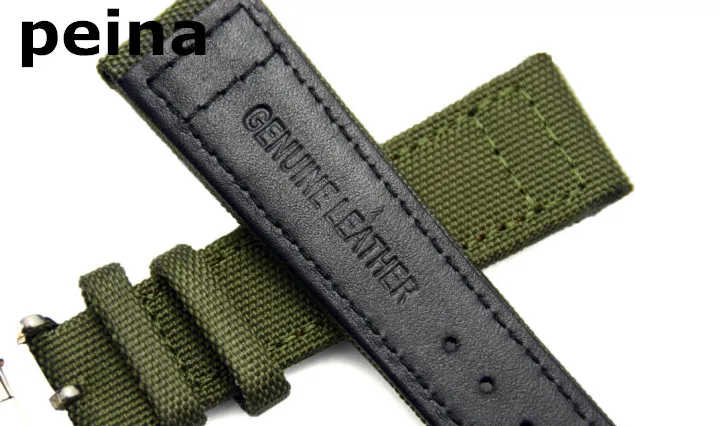 Nouveau bracelet de montre en nylon et cuir noir vert 21 mm pour montres IWC 273n