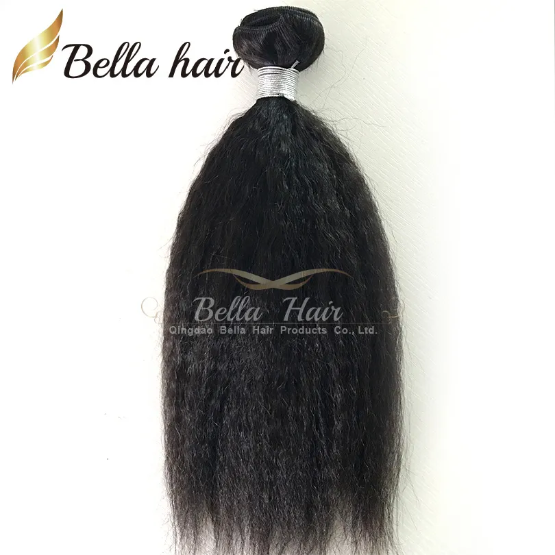 Bella Hair® Brasileño Virginal Hair Kinky Extensiones de cabello recto natural Color Negro Weave Weave Trow 8 