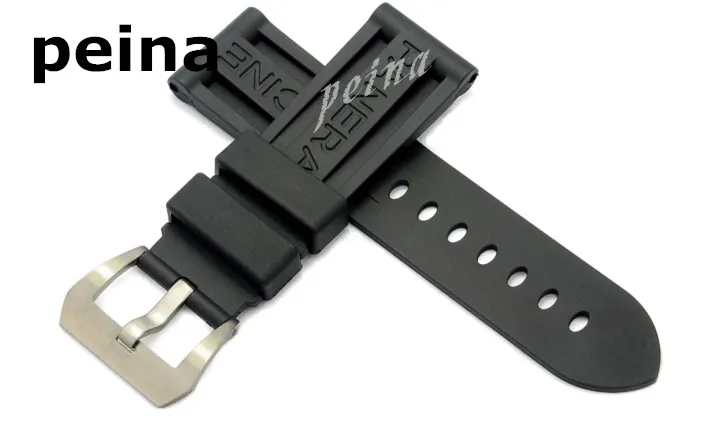 22mm 24mm Man New Top Grade Black Diving Silicone Rubber Watch Bands Strap for Panerai Bands2028