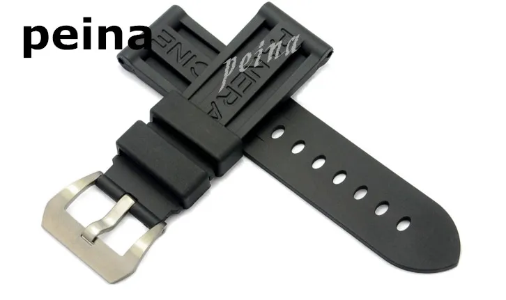 22mm 24mm man ny toppklass Black Diving Silicone Rubber Watch Bands Rem för Panerai Bands274Z