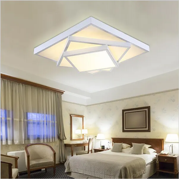 Plafoniera moderna semplice in metallo con illuminazione geometrica a LED da incasso Lampadari quadrati Finitura verniciata soggiorno camera da letto203E