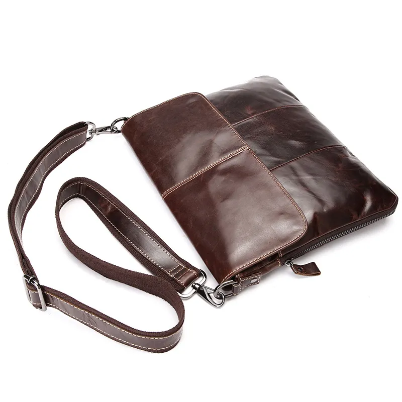 Moda vintage couro genuíno bolsa de ombro alta qualidade marrom casual bolsa de ombro para homens grande capacidade negócios brief2187