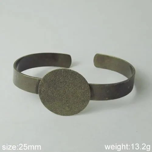 Beadsnice pulseira de jóias pulseira de latão com 25mm almofada plana agradável para cabochão ou cameo diy jóias ID 4737
