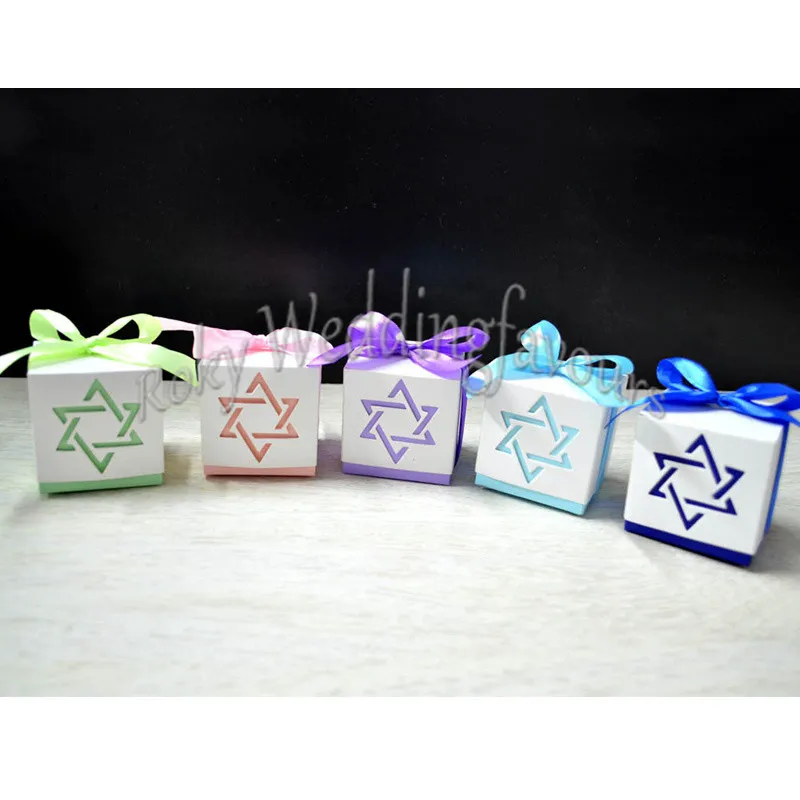 Star de David Favor Boxes Boîtes de mariage Favor Baby Shower Party Reception Table Decor Package Sweet With Ribb186h