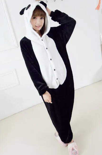 Flanella Anime Cartoon Panda Cosplay Adulto Unisex Cosplay Animali Onesies carini Pigiama animale Pigiama Halloween Set animale nonopand293H