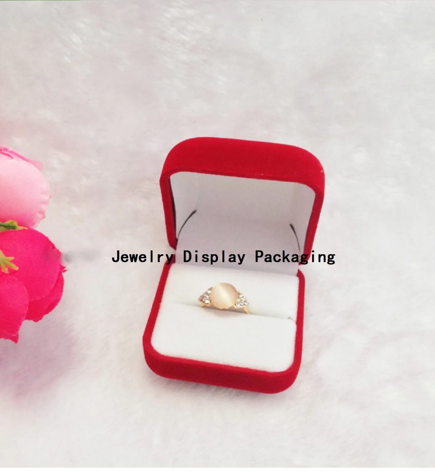 100 peças caixa de armazenamento de joias vermelho rebanho veludo rosa noivado casamento brinco anel titular245i