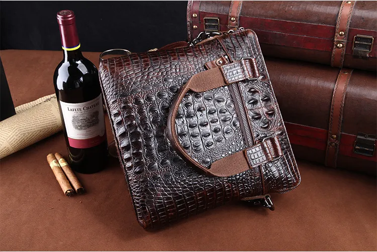 Hot Sale Fashion New Men's leather Shoulder Bag Large-capacity business briefcase High quality crocodile tattoo leather handbag for men