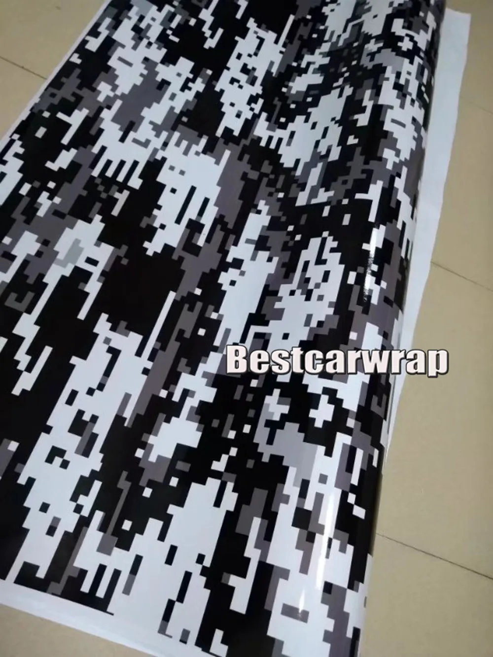 white urban night Digital Tiger Camo Vinyl Car Wrap With air bubble Free Pixel Camouflage Graphics Car Sticker Film size 1.52x30m/ 5x98ft