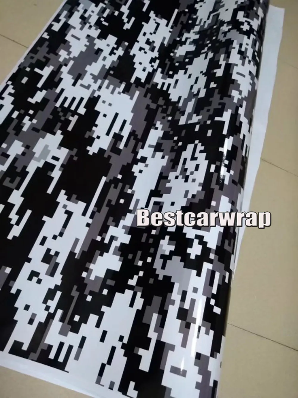 2017 black white urban Digital Tiger Camo Vinyl Car Wrap With air bubble Free Pixel Camouflage Graphics Car Sticker Film 1.52x30m/ 5x98ft