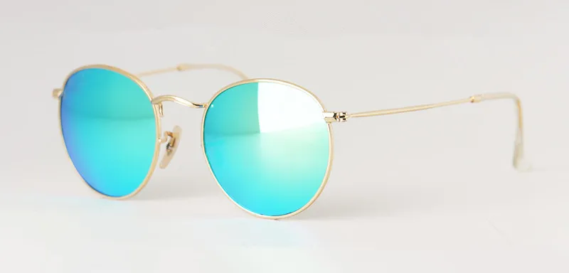 Designerinnen Frauen runde Sonnenbrillen Retro -Stil Männer Frauen Sonnenbrillen Vintage Blitzspiegel Glaslinsen Sonnenbrillen Metall Rahmen Brille 232W