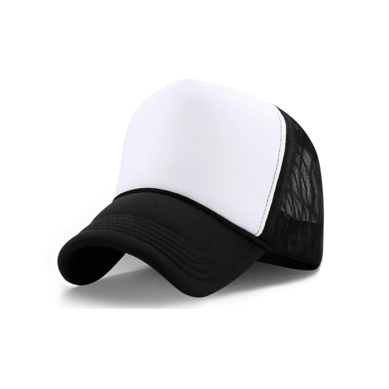 Chapeaux de camionneur vierges pour adultes, couleur noir et blanc, casquettes à bord incurvé, chapeaux de Baseball en maille unisexe, taille ajustable 260S