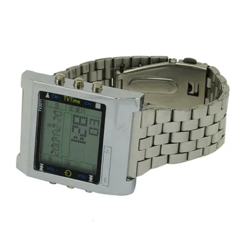 Nouveau rectangle TVG télécommande numérique Sport montre alarme TV DVD à distance hommes et dames en acier inoxydable montre-bracelet 259Y