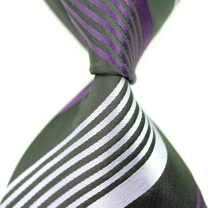 8 Styles Nouveau Classique Rayé Hommes Violet Cravates Jacquard Tissé 100% Soie Bleu et Blanc Cravate Pour Hommes Cravates D'affaires Formelles F230S