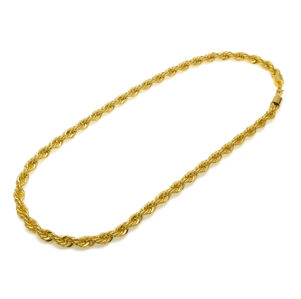 10mm Thick 76cm Long Solid Rope ed Chain 24K Gold Silver Plated Hip hop ed Heavy Necklace 160gram For mens275b