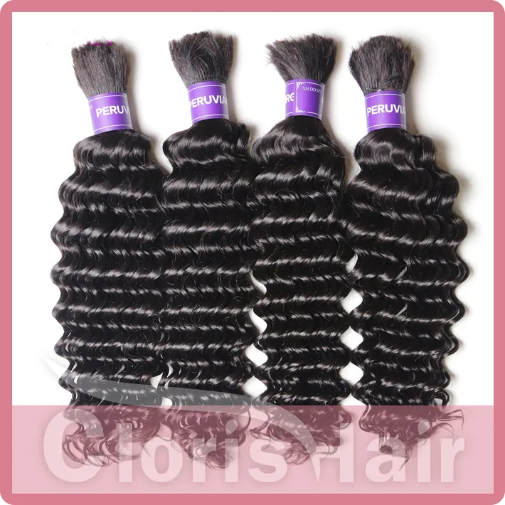 Deep Wave Malaysian Bulk Human Hair For Extensions No Weft Soft Curly Braiding Hair Weave Bundles Unprocessed Braiding Hair In Bulk