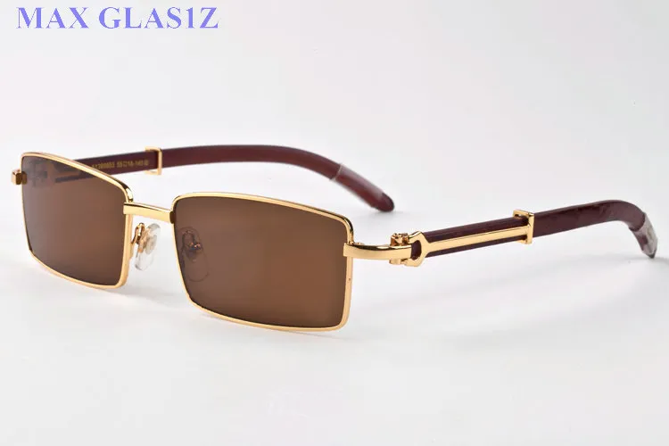 Marque populaire designer femmes lunettes de soleil en bois carrées bouclier rectangle unique pour hommes UV400 lunettes vintage montures complètes pour wo2715