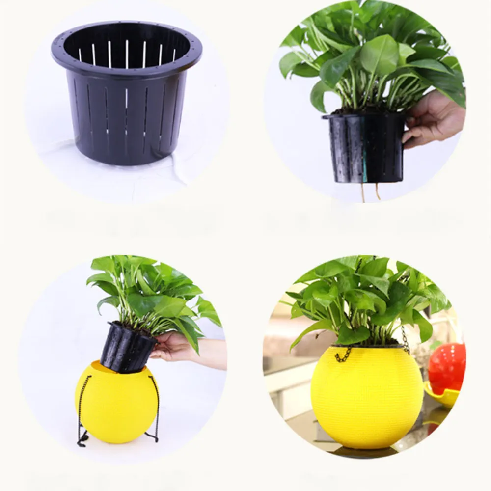 Jardinières suspendues rondes créatives en plastique, arrosage automatique, Pot de plante de bureau, chaîne, support de jardinière pour la maison, café, décoration 298V