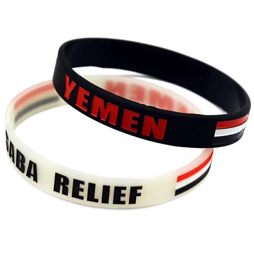 1 st Yemen Saba Relief Silicone Rubber Arm Band Fashion Decoration Flag Logo vuxen storlek 2 färger292e