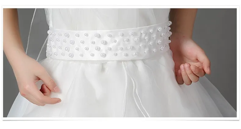 Best Quality White Tulle Flower Girl Dresses For Weddings Elegant Strapless Trailing Dress 2-14 Age Party Birthday Gown For Kids