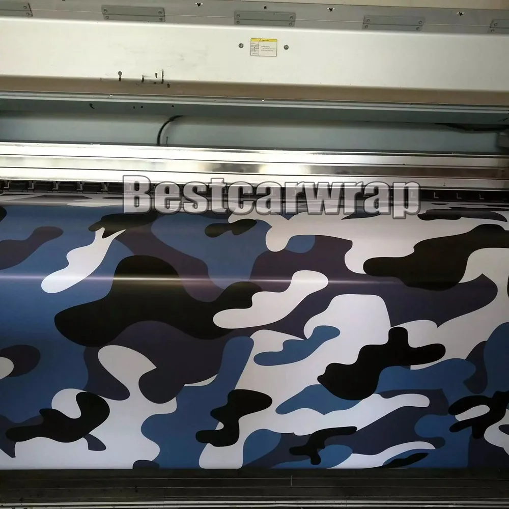 Large Blue white Snow Camo Vinyl Car Wrap Styling With Air Rlease Gloss/ Matt Arctic blue Camouflage covering car decals 1.52x30m/Roll